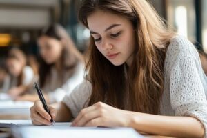 Student working on a university assessment